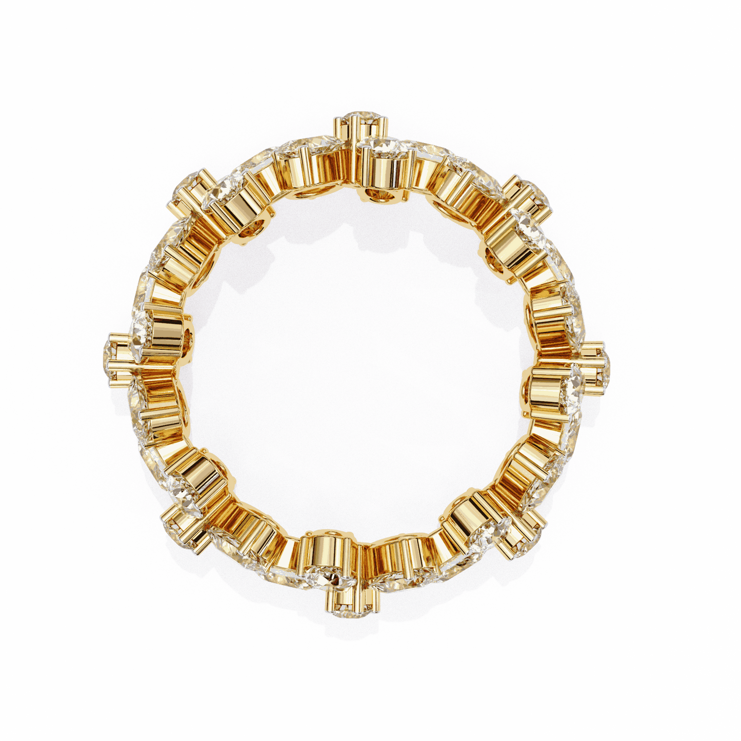 Pear Cut Lab Grown Diamond Cluster Eternity Ring with Floral Petal Motif