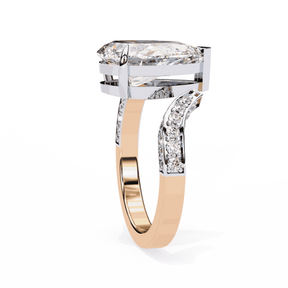 Pear Cut Lab Grown Diamond Pave Engagement Ring with Open Bypass Wrap Shank