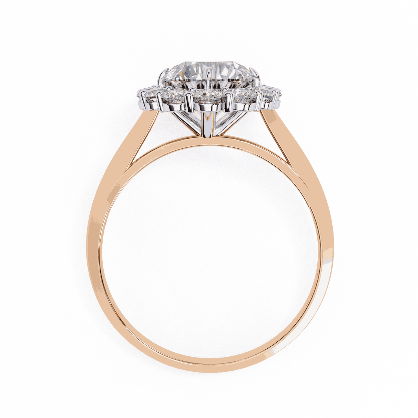 Round Cut Lab Grown Diamond Halo Engagement Ring with Vintage Floral Cluster