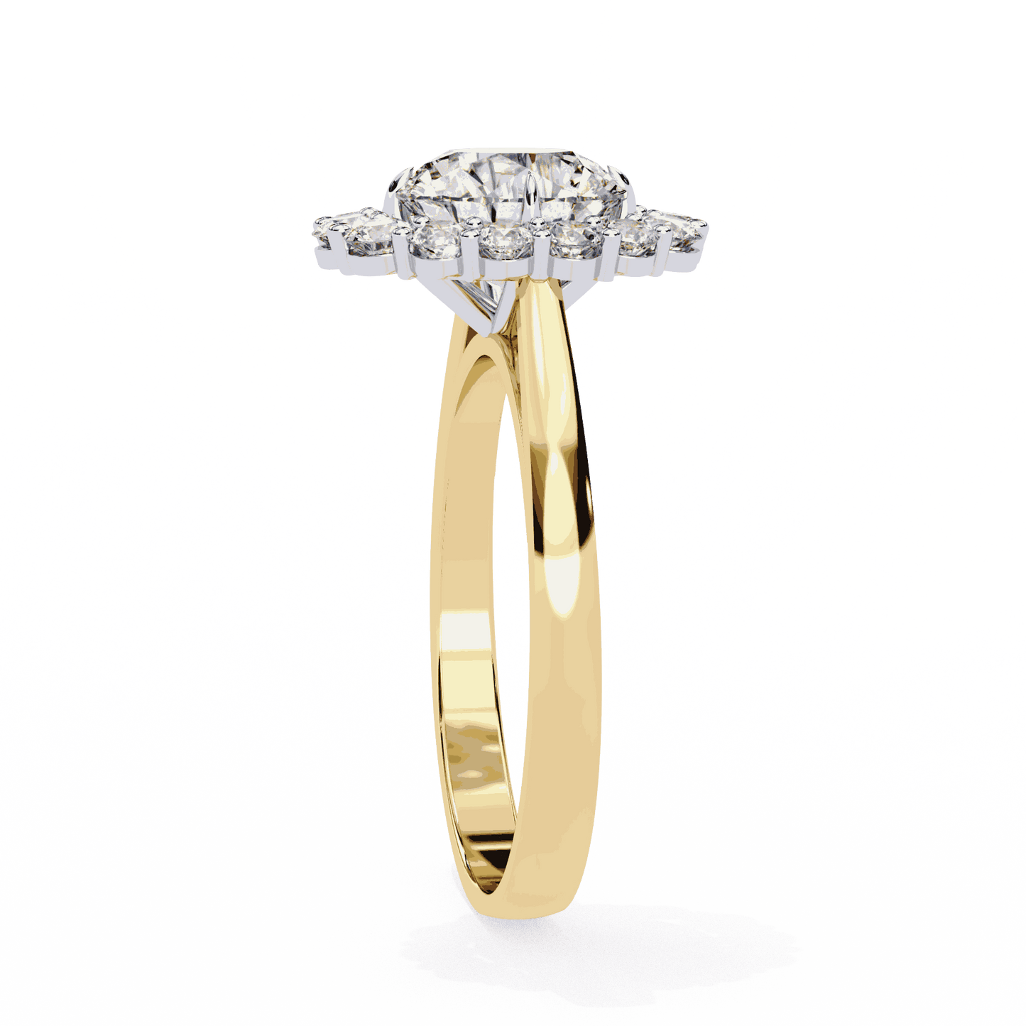Round Cut Lab Grown Diamond Halo Engagement Ring with Vintage Floral Cluster