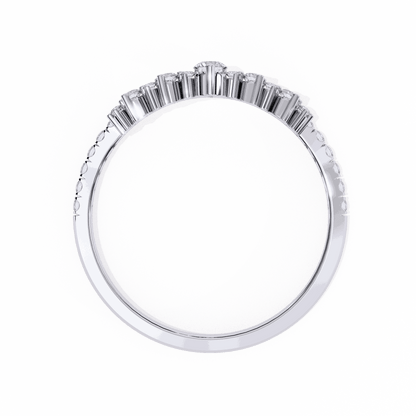 Round Cut Lab Grown Diamond Tiara Crown Contour Ring with Pave Shoulders