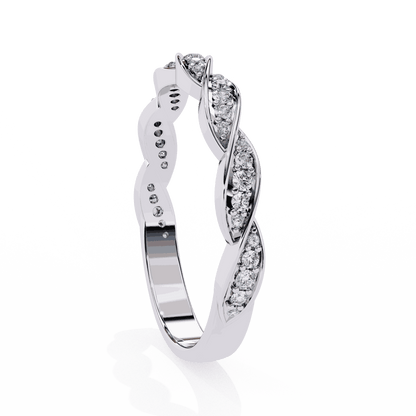 Round Cut Lab Grown Diamond Pave Engagement Ring with Twisted Infinity Braid Band