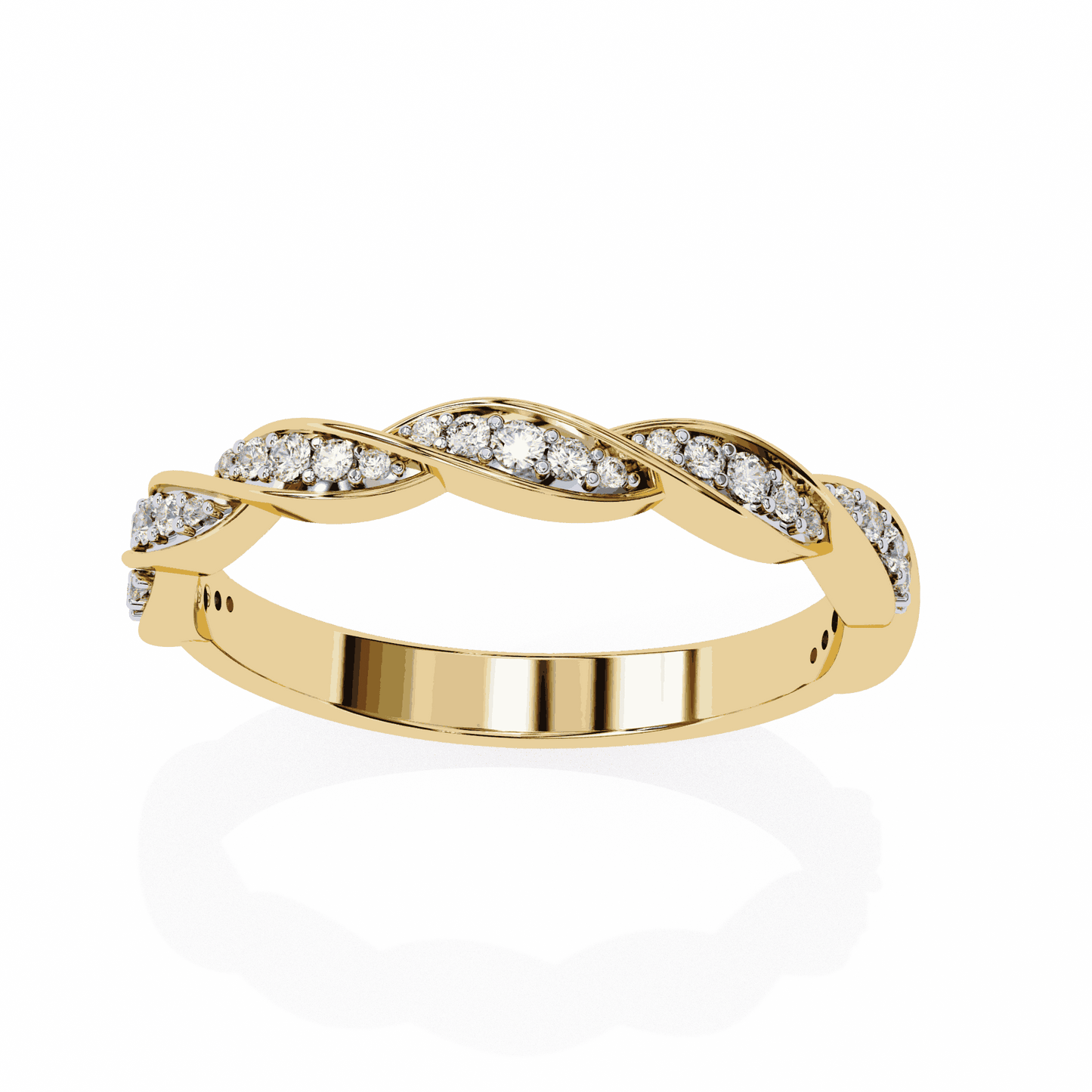Round Cut Lab Grown Diamond Pave Engagement Ring with Twisted Infinity Braid Band
