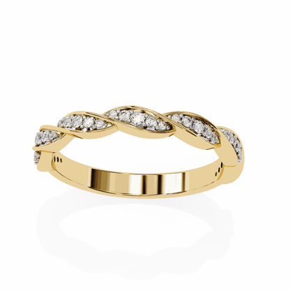 Round Cut Lab Grown Diamond Pave Engagement Ring with Twisted Infinity Braid Band