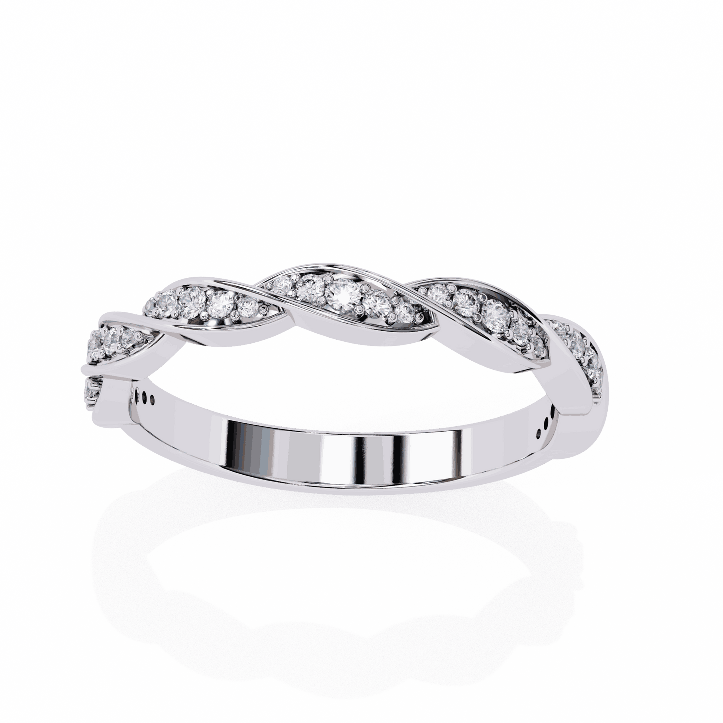 Round Cut Lab Grown Diamond Pave Engagement Ring with Twisted Infinity Braid Band