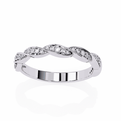 Round Cut Lab Grown Diamond Pave Engagement Ring with Twisted Infinity Braid Band