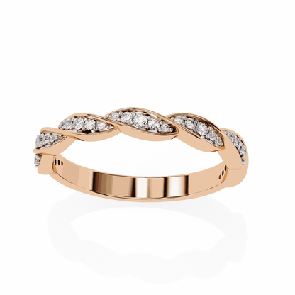 Round Cut Lab Grown Diamond Pave Engagement Ring with Twisted Infinity Braid Band