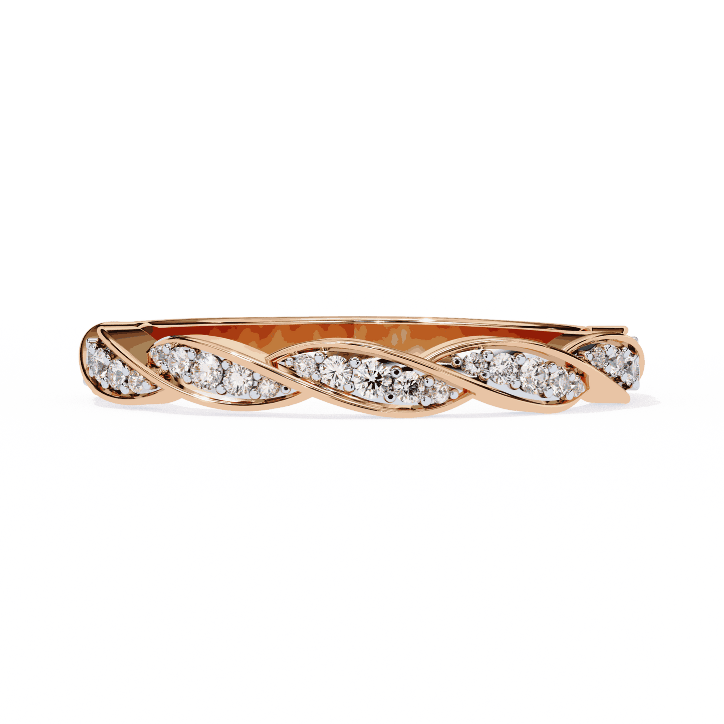 Round Cut Lab Grown Diamond Pave Engagement Ring with Twisted Infinity Braid Band