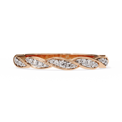 Round Cut Lab Grown Diamond Pave Engagement Ring with Twisted Infinity Braid Band