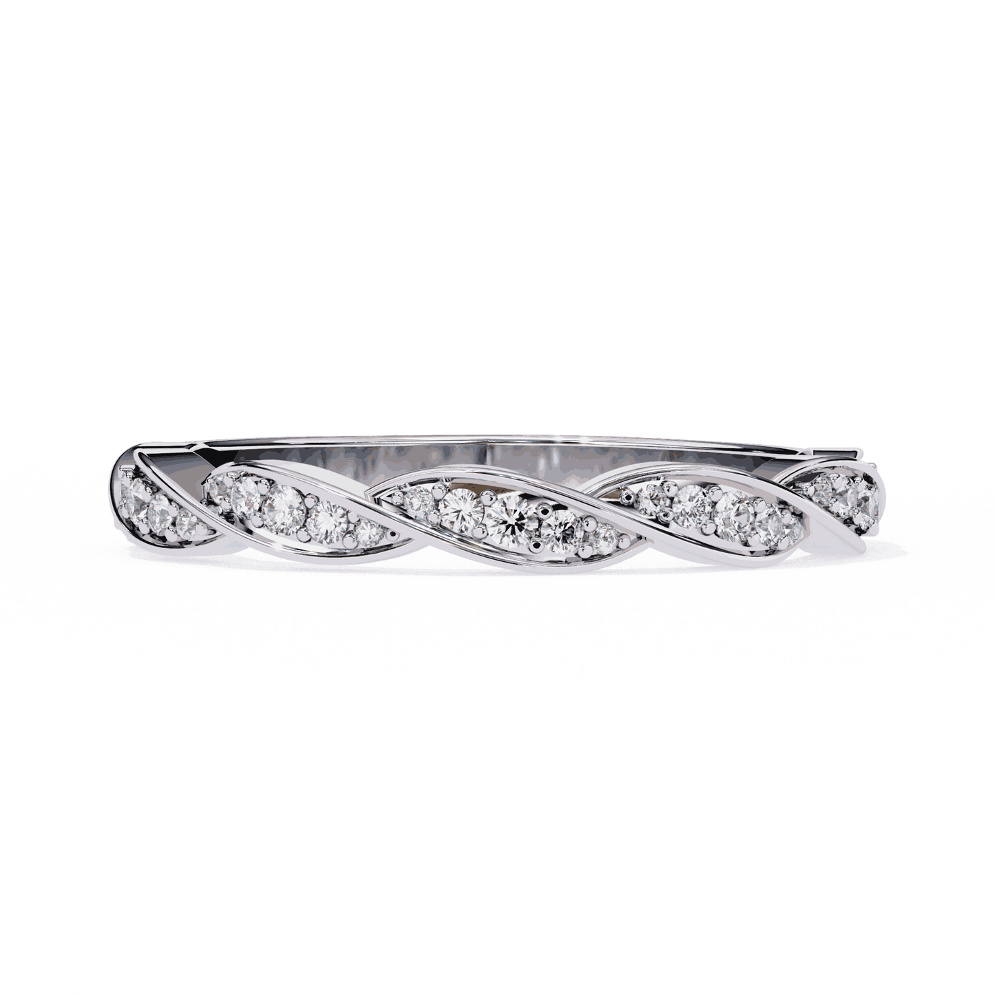 Round Cut Lab Grown Diamond Pave Engagement Ring with Twisted Infinity Braid Band