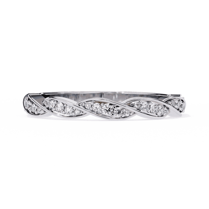 Round Cut Lab Grown Diamond Pave Engagement Ring with Twisted Infinity Braid Band