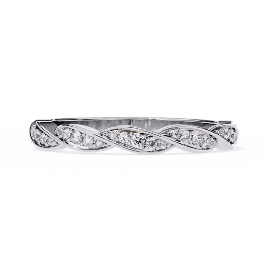 Round Cut Lab Grown Diamond Pave Engagement Ring with Twisted Infinity Braid Band