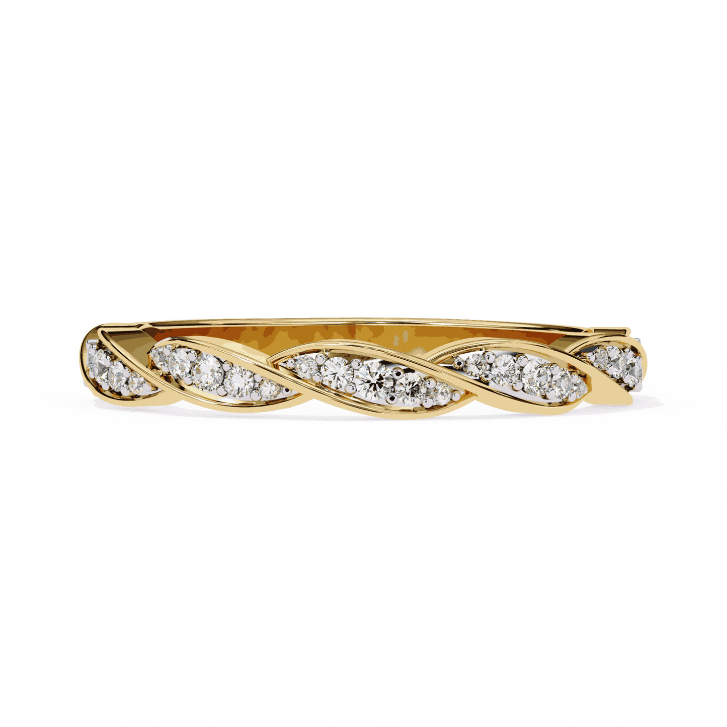 Round Cut Lab Grown Diamond Pave Engagement Ring with Twisted Infinity Braid Band