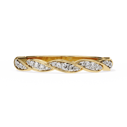Round Cut Lab Grown Diamond Pave Engagement Ring with Twisted Infinity Braid Band