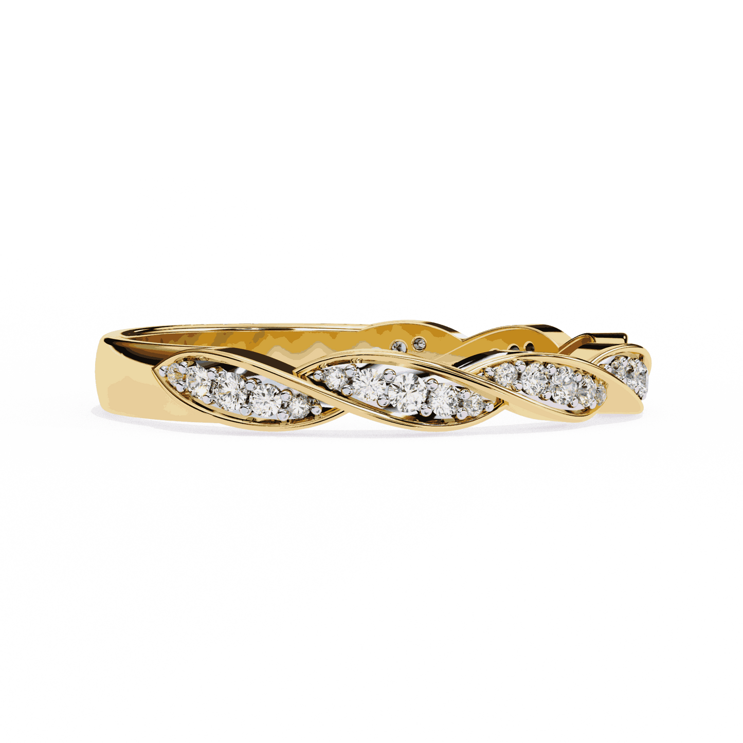 Round Cut Lab Grown Diamond Pave Engagement Ring with Twisted Infinity Braid Band
