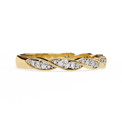 Round Cut Lab Grown Diamond Pave Engagement Ring with Twisted Infinity Braid Band