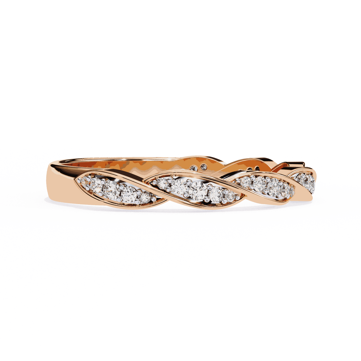 Round Cut Lab Grown Diamond Pave Engagement Ring with Twisted Infinity Braid Band