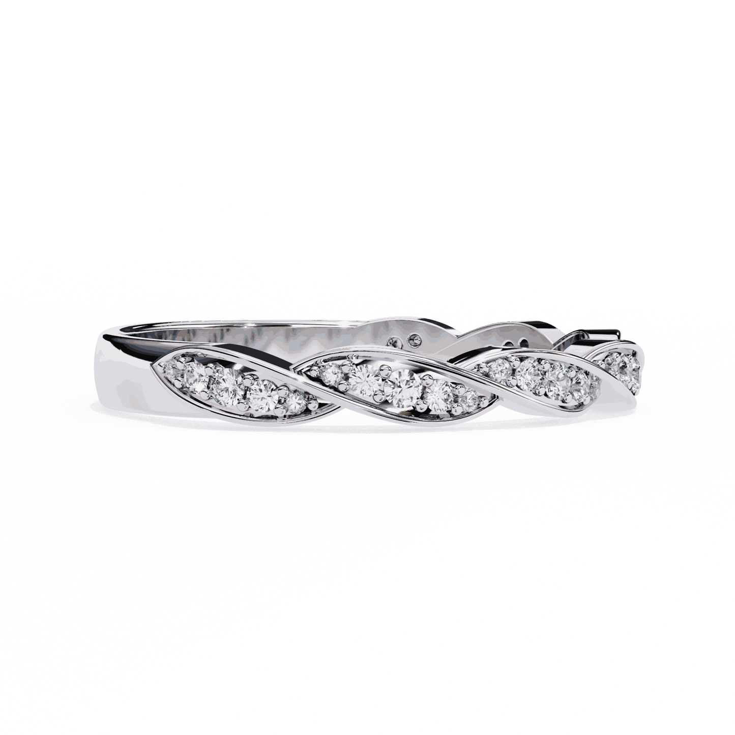 Round Cut Lab Grown Diamond Pave Engagement Ring with Twisted Infinity Braid Band