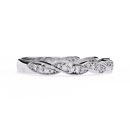 Round Cut Lab Grown Diamond Pave Engagement Ring with Twisted Infinity Braid Band