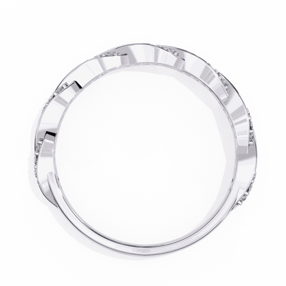 Round Cut Lab Grown Diamond Pave Engagement Ring with Twisted Infinity Braid Band