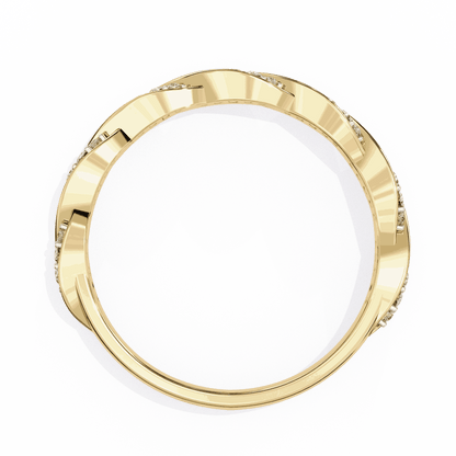Round Cut Lab Grown Diamond Pave Engagement Ring with Twisted Infinity Braid Band