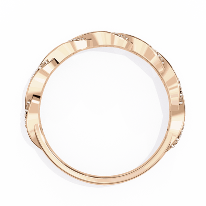 Round Cut Lab Grown Diamond Pave Engagement Ring with Twisted Infinity Braid Band