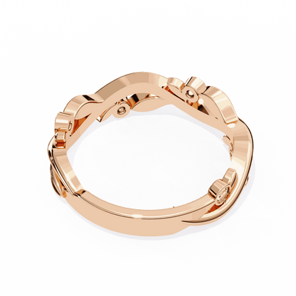 Round Cut Lab Grown Diamond Bezel Engagement Ring with Olive Branch and Berry Eternity Band