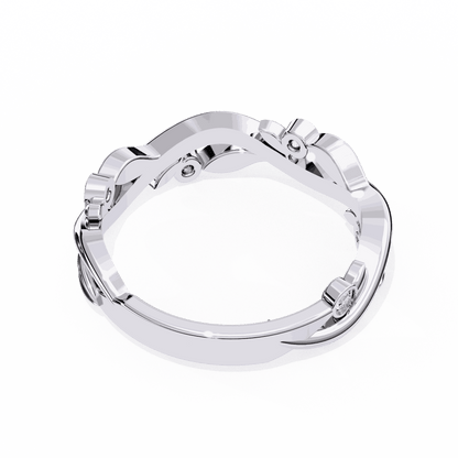 Round Cut Lab Grown Diamond Bezel Engagement Ring with Olive Branch and Berry Eternity Band