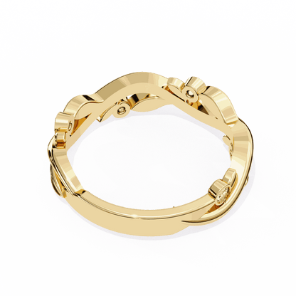 Round Cut Lab Grown Diamond Bezel Engagement Ring with Olive Branch and Berry Eternity Band
