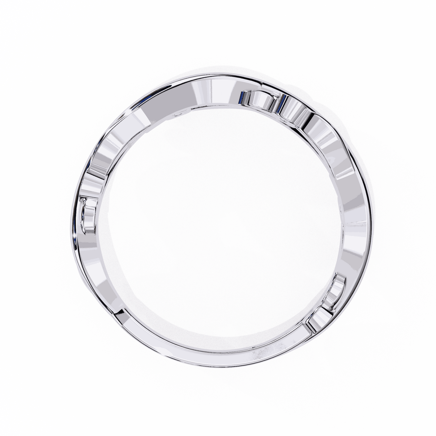 Round Cut Lab Grown Diamond Bezel Engagement Ring with Olive Branch and Berry Eternity Band