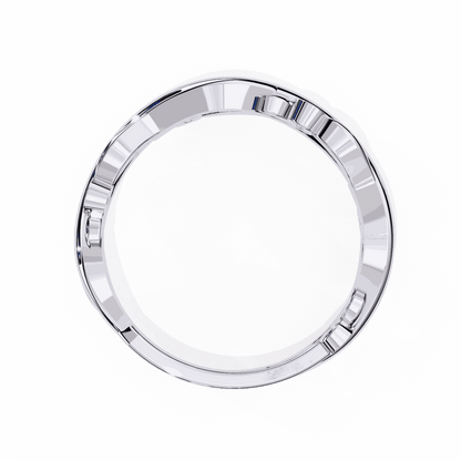 Round Cut Lab Grown Diamond Bezel Engagement Ring with Olive Branch and Berry Eternity Band