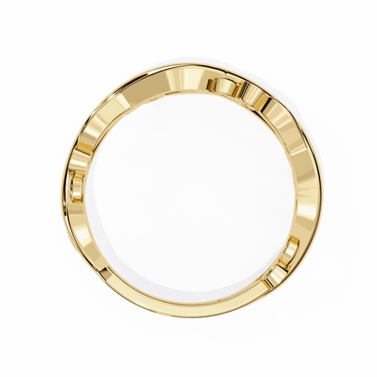 Round Cut Lab Grown Diamond Bezel Engagement Ring with Olive Branch and Berry Eternity Band