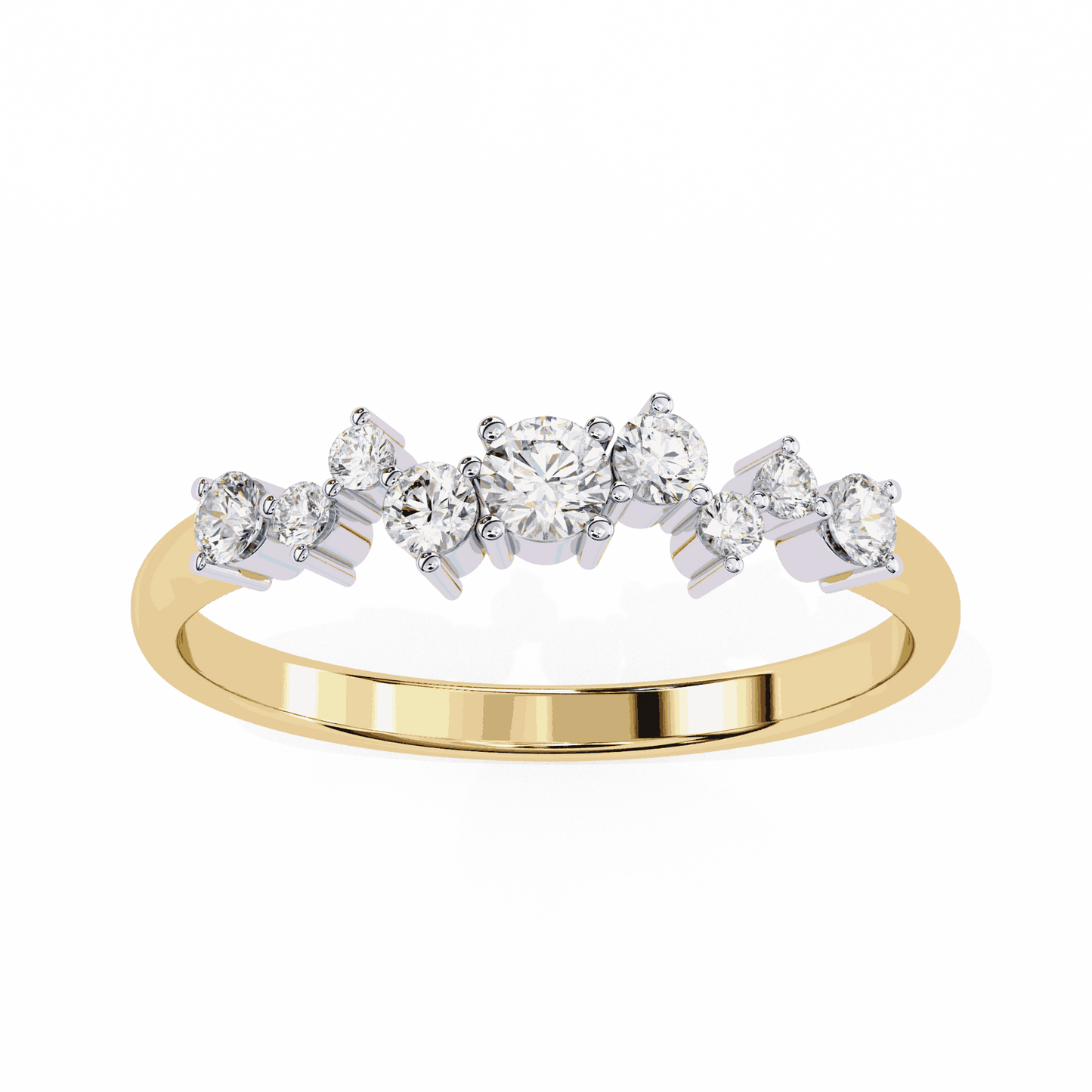 Round Cut Lab Grown Diamond Halo Engagement Ring with Scattered Constellation Cluster