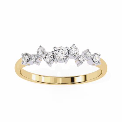 Round Cut Lab Grown Diamond Halo Engagement Ring with Scattered Constellation Cluster