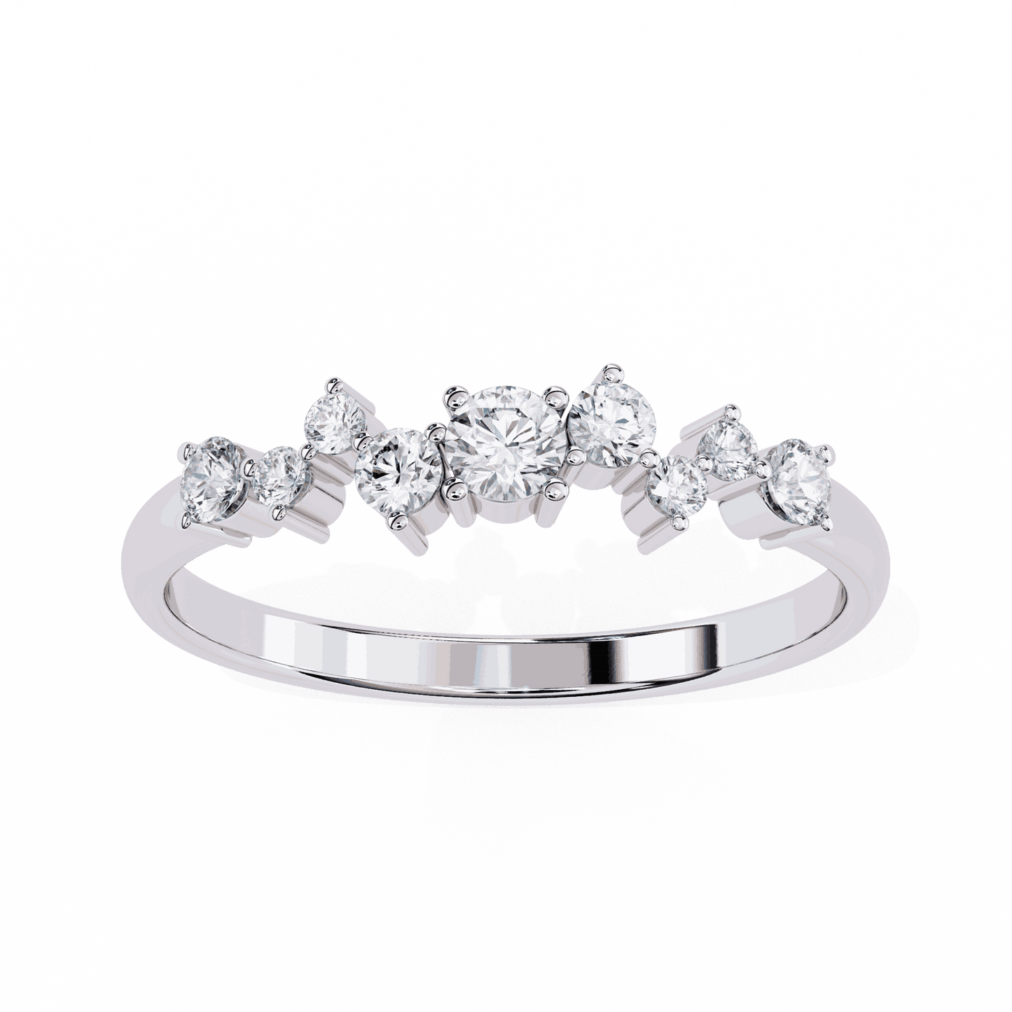 Round Cut Lab Grown Diamond Halo Engagement Ring with Scattered Constellation Cluster