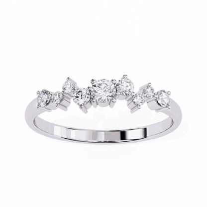 Round Cut Lab Grown Diamond Halo Engagement Ring with Scattered Constellation Cluster