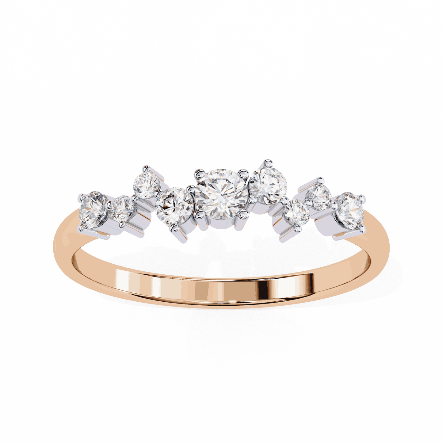 Round Cut Lab Grown Diamond Halo Engagement Ring with Scattered Constellation Cluster