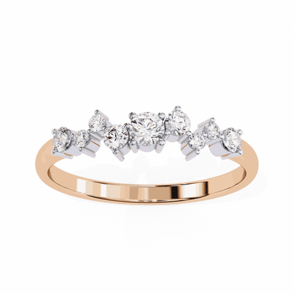 Round Cut Lab Grown Diamond Halo Engagement Ring with Scattered Constellation Cluster