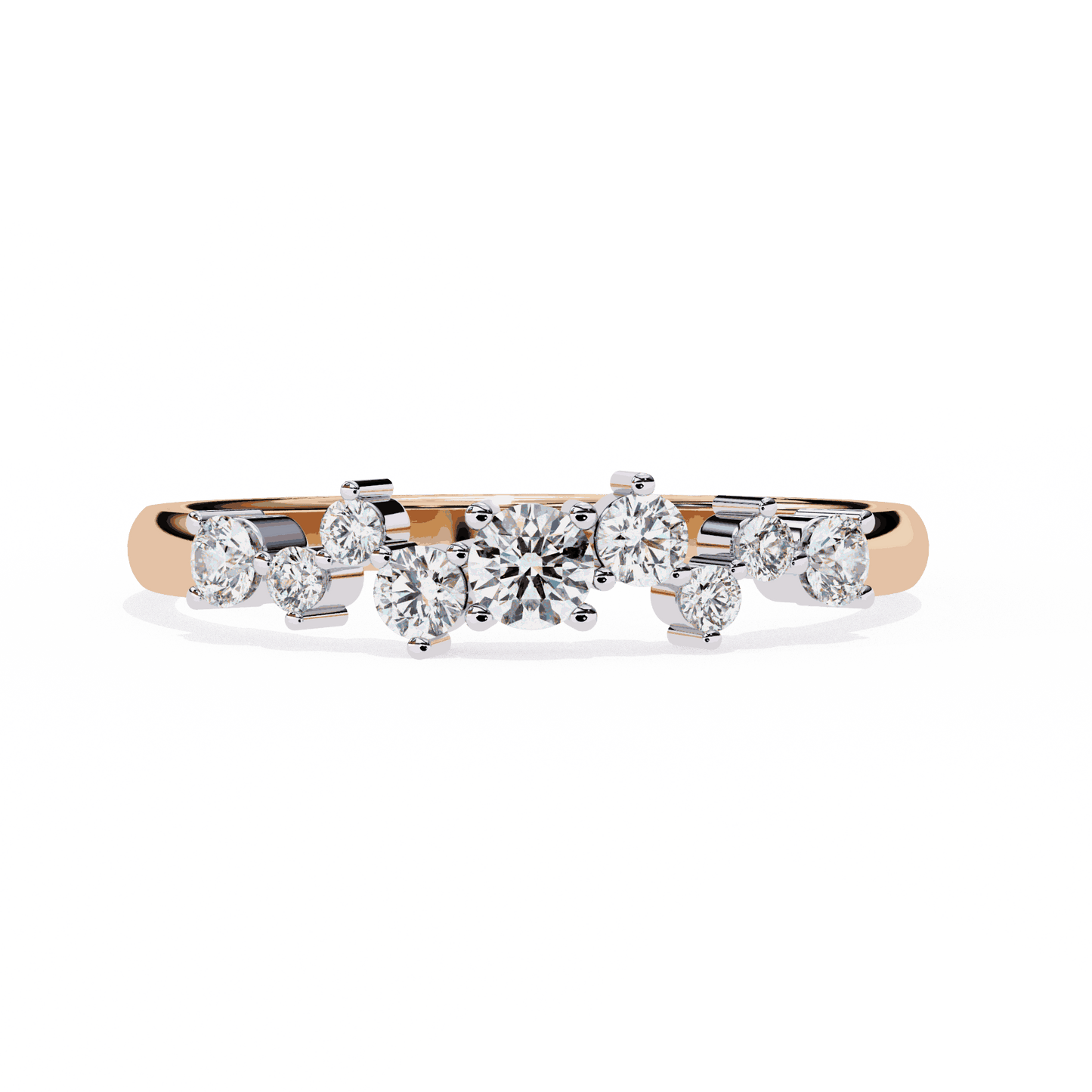 Round Cut Lab Grown Diamond Halo Engagement Ring with Scattered Constellation Cluster