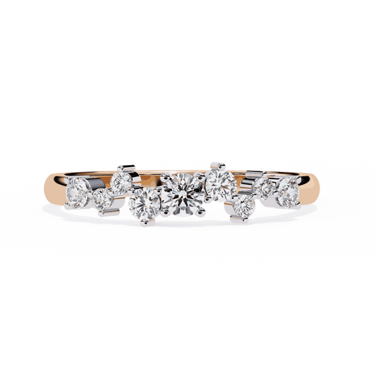 Round Cut Lab Grown Diamond Halo Engagement Ring with Scattered Constellation Cluster