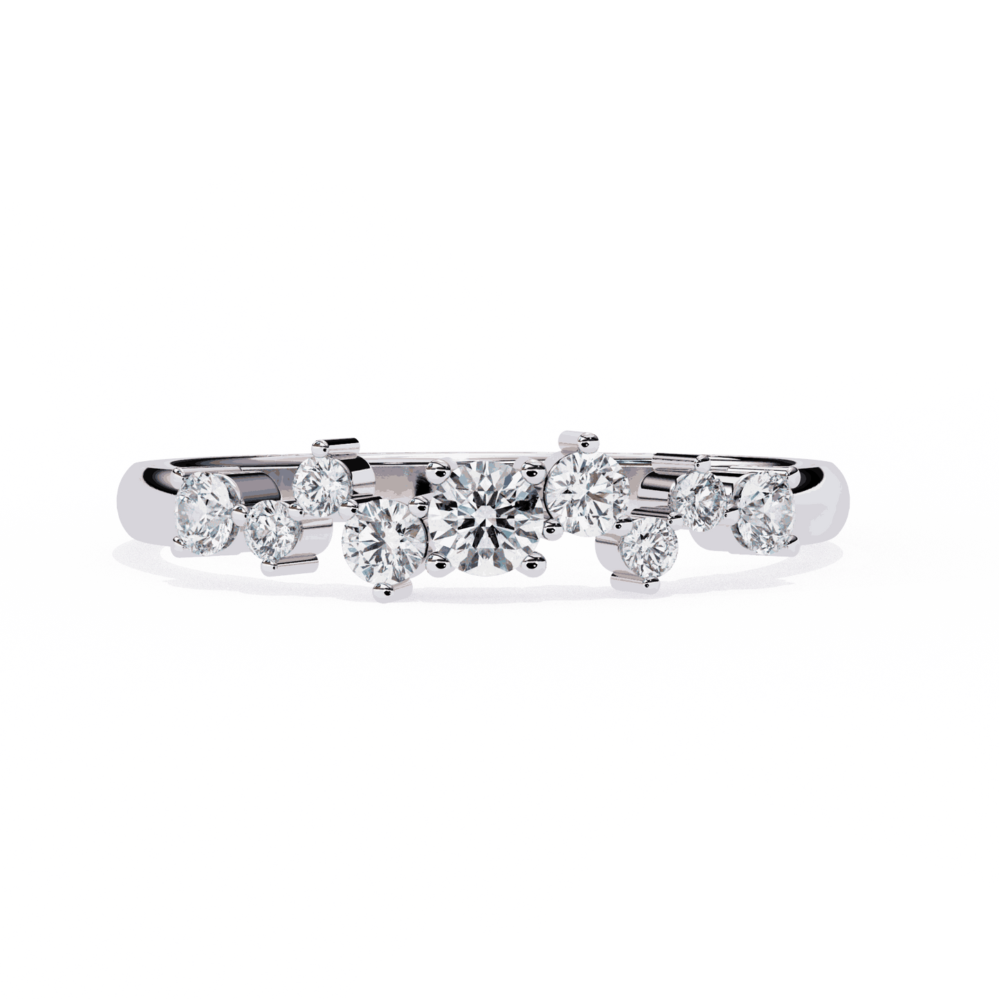 Round Cut Lab Grown Diamond Halo Engagement Ring with Scattered Constellation Cluster