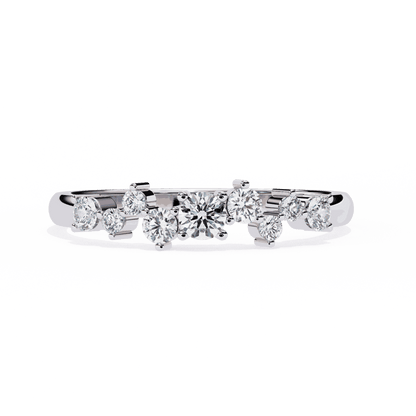 Round Cut Lab Grown Diamond Halo Engagement Ring with Scattered Constellation Cluster