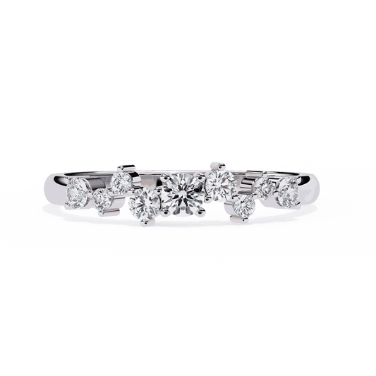 Round Cut Lab Grown Diamond Halo Engagement Ring with Scattered Constellation Cluster
