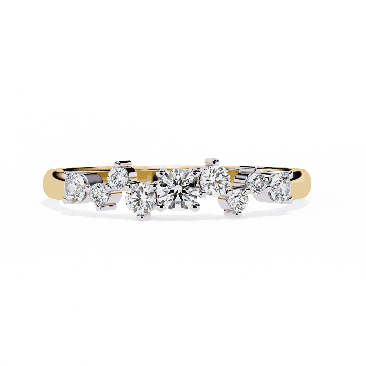 Round Cut Lab Grown Diamond Halo Engagement Ring with Scattered Constellation Cluster
