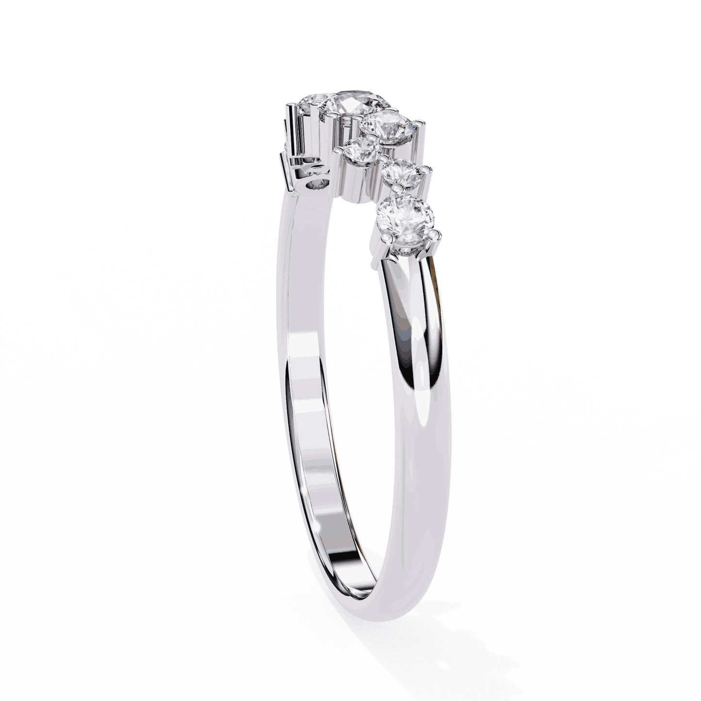 Round Cut Lab Grown Diamond Halo Engagement Ring with Scattered Constellation Cluster