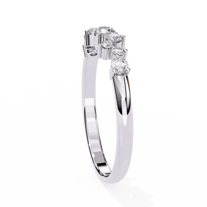 Round Cut Lab Grown Diamond Halo Engagement Ring with Scattered Constellation Cluster