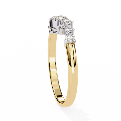 Round Cut Lab Grown Diamond Halo Engagement Ring with Scattered Constellation Cluster
