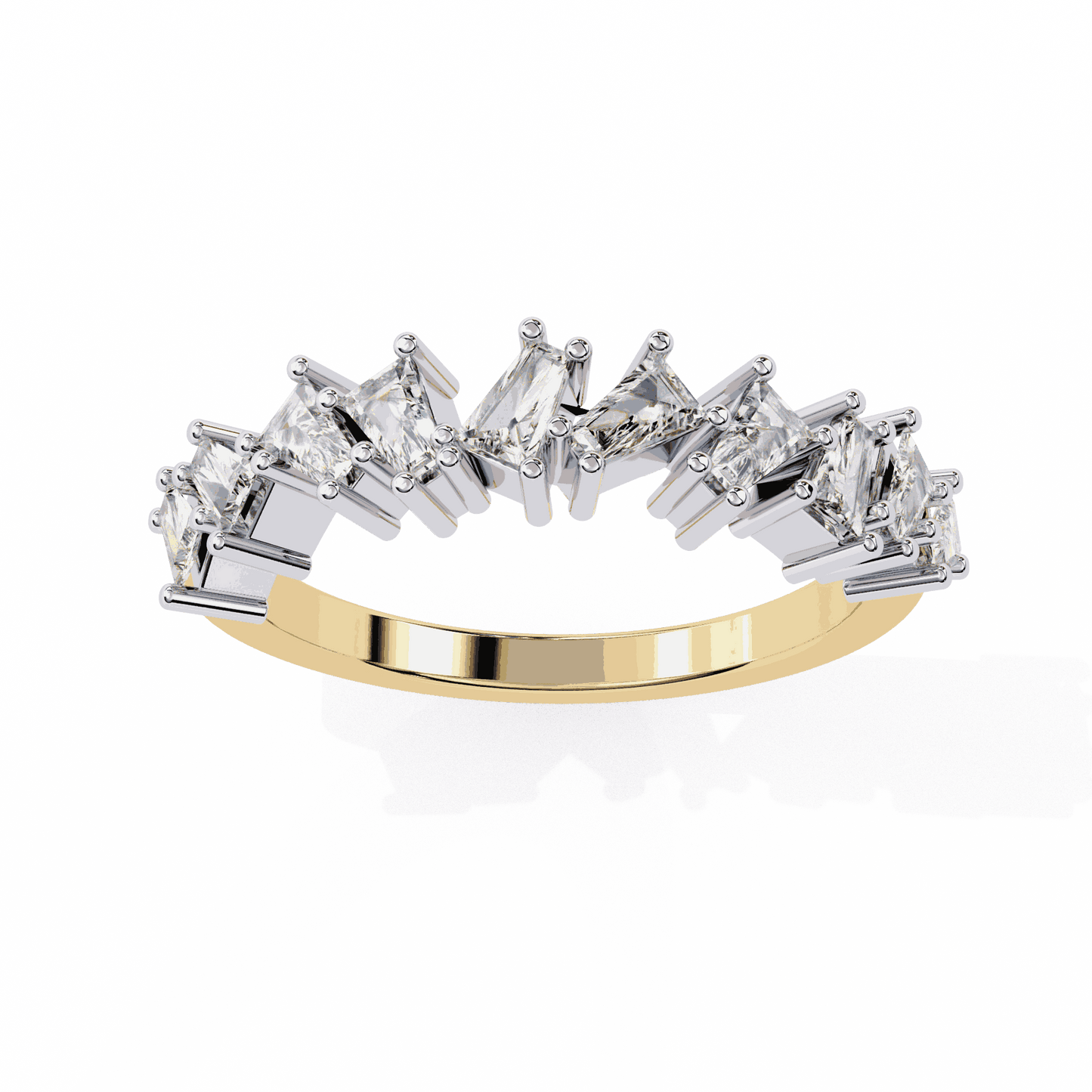 Emerald Cut Lab Grown Diamond Vintage Engagement Ring with Scattered Confetti Mixed Cut Cluster