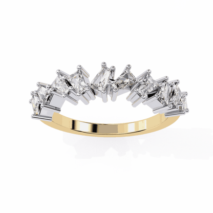 Emerald Cut Lab Grown Diamond Vintage Engagement Ring with Scattered Confetti Mixed Cut Cluster