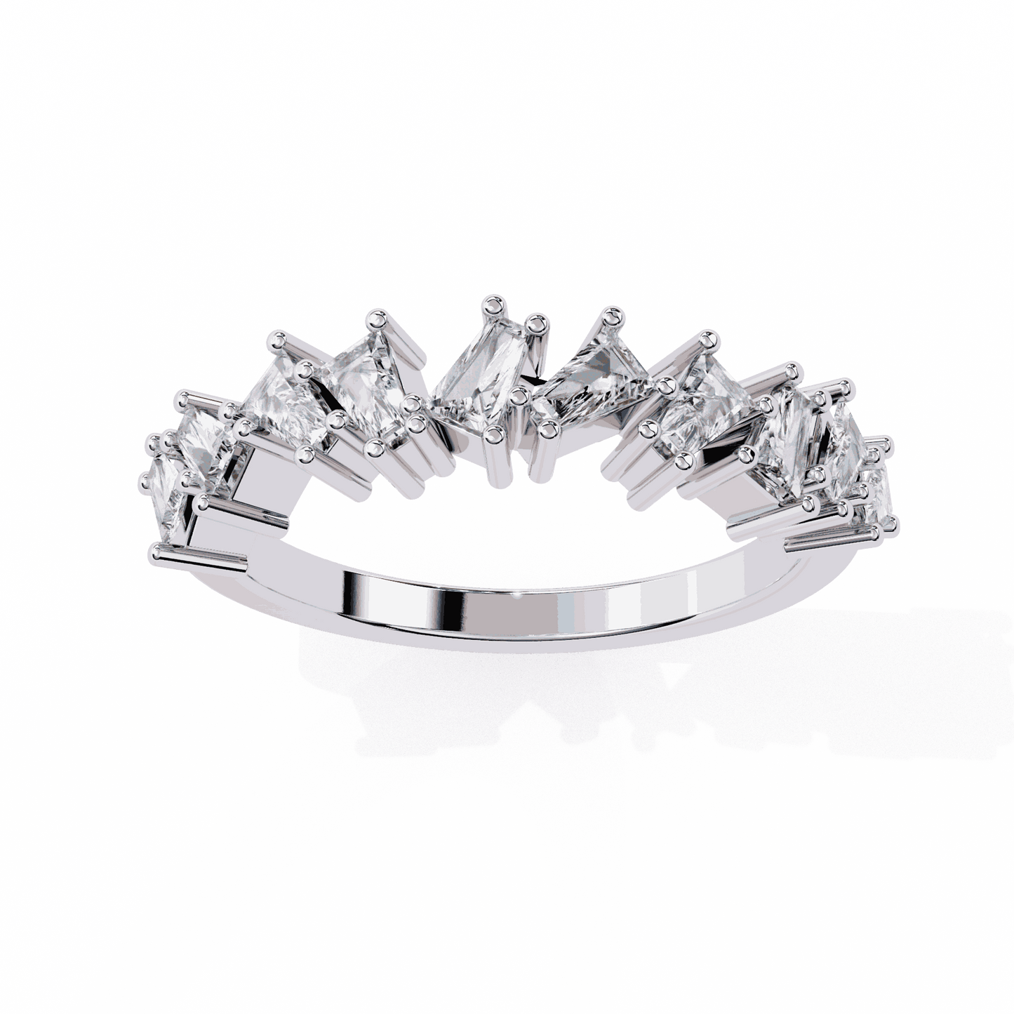 Emerald Cut Lab Grown Diamond Vintage Engagement Ring with Scattered Confetti Mixed Cut Cluster